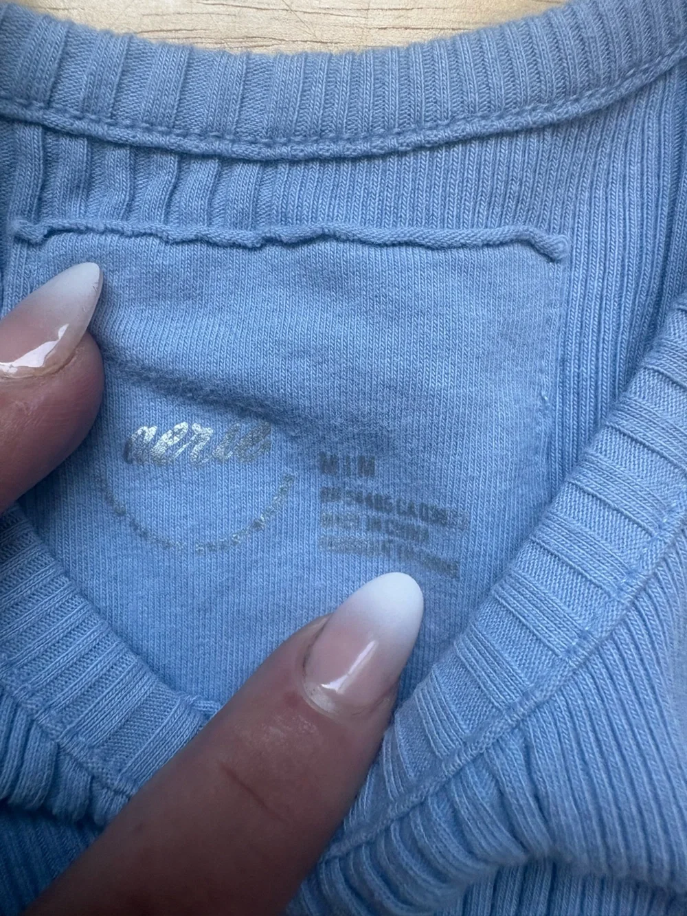 Light Blue Ribbed Crop Top - Picture 2 of 2
